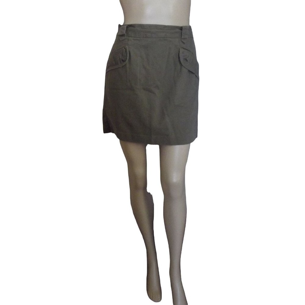 French Connection Size 6 Khaki Military Style Green Cotton Short Mini Skirt